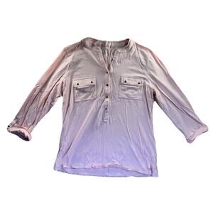TALBOTS Blouse Size M Shirt Button Front Long Sleeve Pink